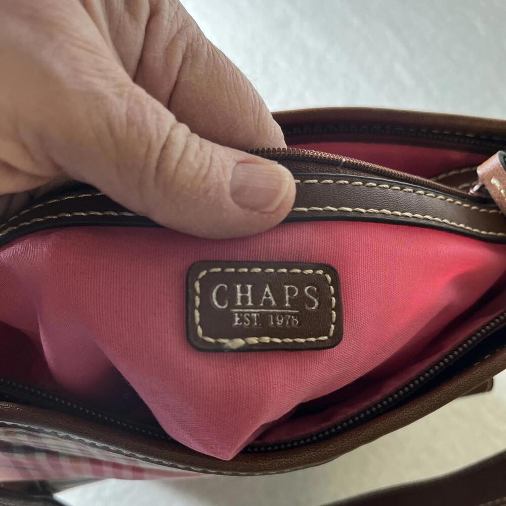 Chaps Pink Plaid Crossbody Purse - Picture 8 of 15